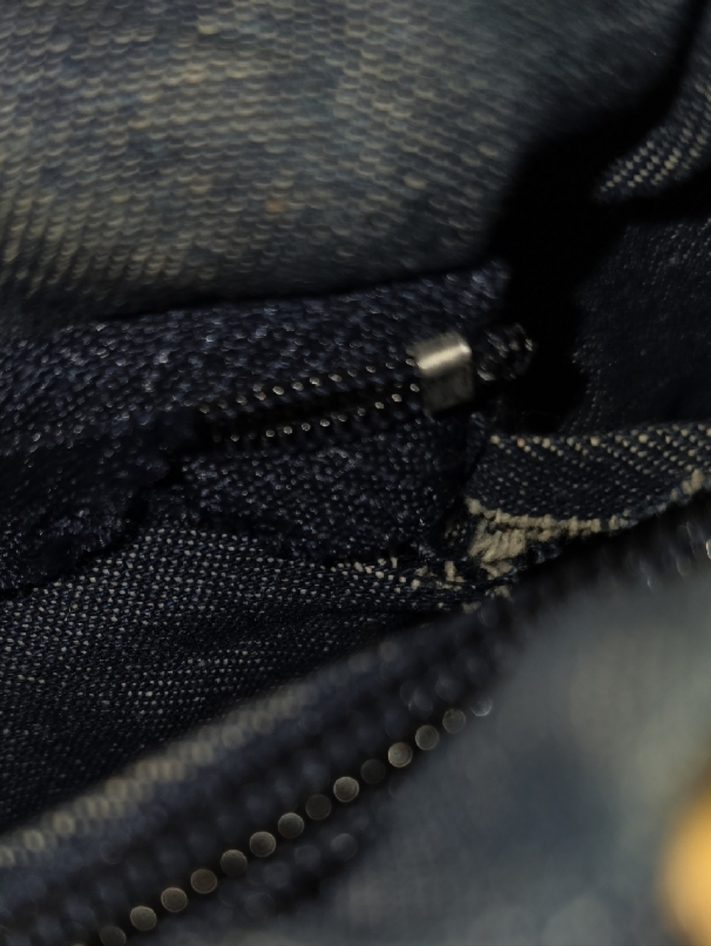 Woven Straw Bag with Blue Floral Accent-*Flaw Inside Side Pkt Zipper/fabric - Picture 9 of 9